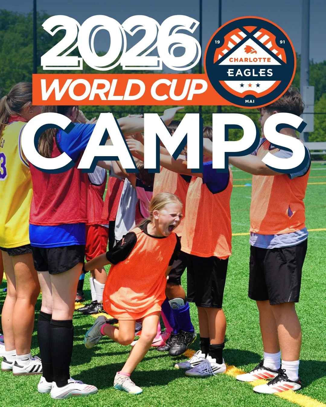 The countdown is on! 🗓️⚽️

Our first Charlotte Eagles World Cup Soccer Camp begins ONE WEEK FROM TODAY! 

Join us this summer for an unforgettable camp experience filled with skill development, exciting games, and plenty of fun. 🦅☀️

Register today