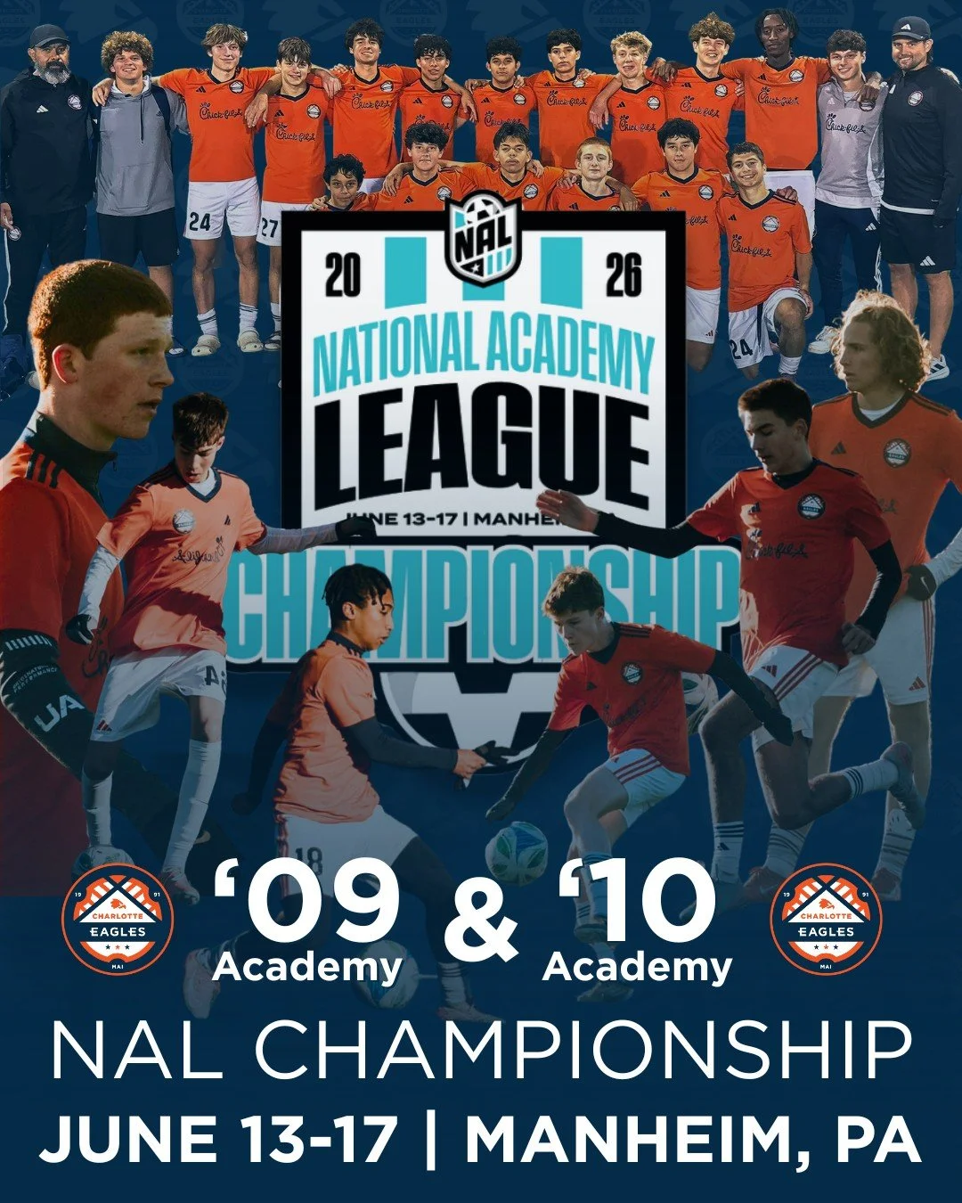 We're keeping our 2009 &amp; 2010 Charlotte Eagles boys academy teams in our prayers as they travel to Manheim, PA this weekend for @nationalacademyleague Nationals 👏

Let's go Eagles! 🦅

#SoliDeoGloria