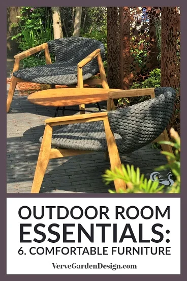 Outdoor rooms need comfy, sturdy garden furniture. Garden Designer: Tony Woods. Image: Verve Garden Design