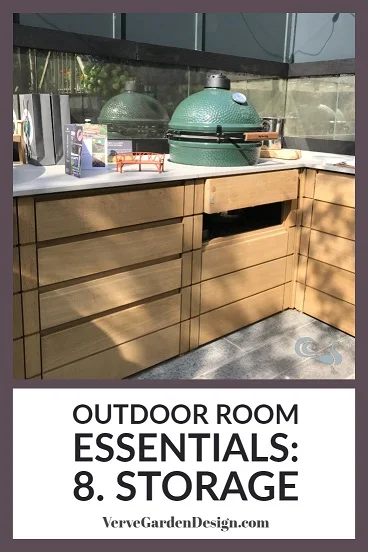 Consider adding storage to your outdoor room. Image: Verve Garden Design.