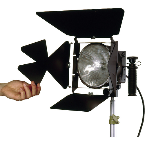 Various lights, stands and grip equipment, including Lowel DP 1kW open face, Mole 650W Fresnel, Mole 300W Fresnel, Mole Biax, LiteRibbon