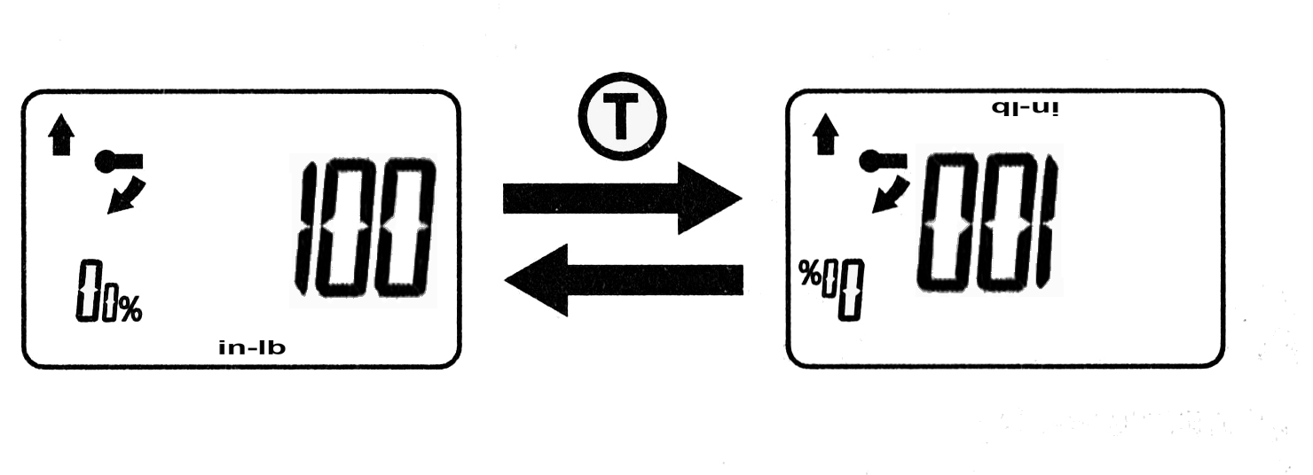 PRESS THE (T) BUTTON FOR 2 SECONDS TO FLIP THE DISPLAY UPSIDE-DOWN FOR EASIER VIEWING FROM EITHER SIDE