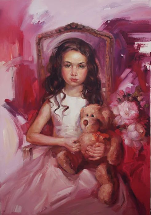 Girl with a Teddy Bear 28"X40"