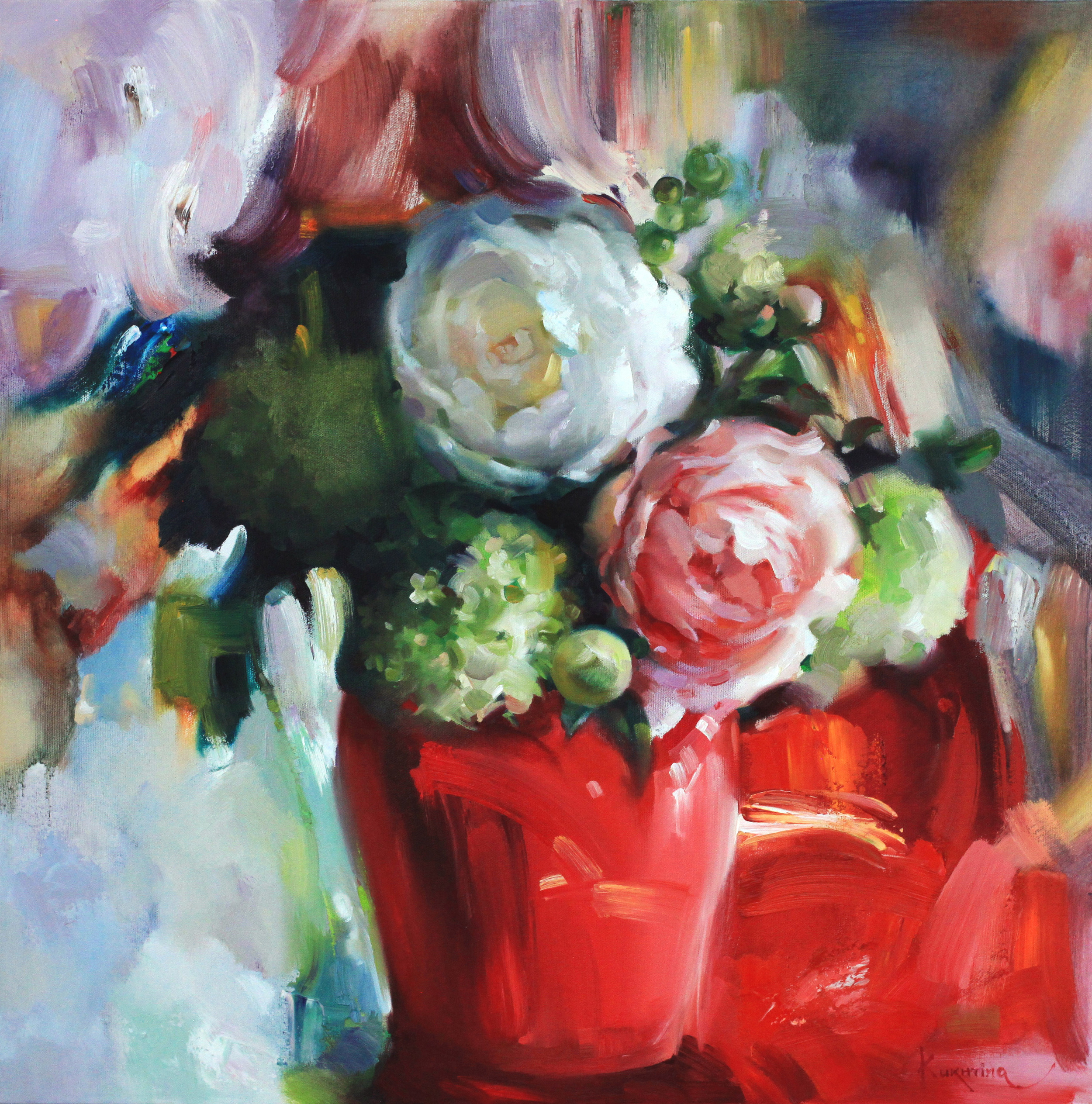 red vase  24"x 24"