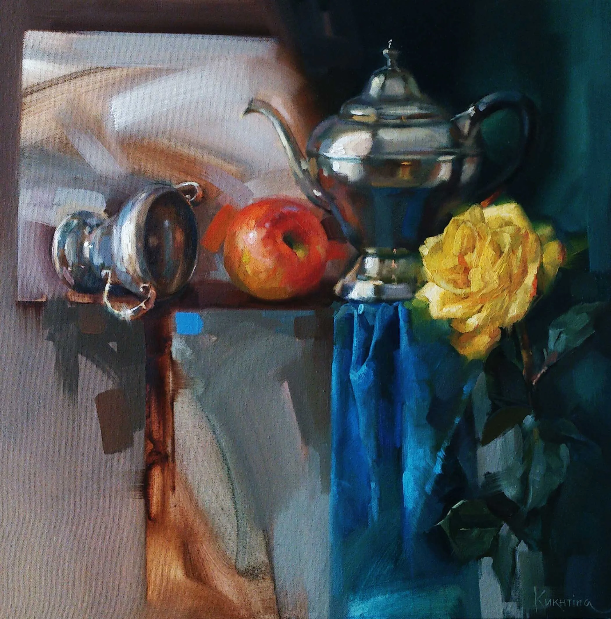 Still life with a yellow rose 20 "x 20"