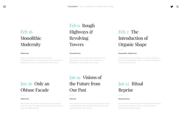 Foundry is one of Josh’s favorite picks for a template with an outstanding blog component.
