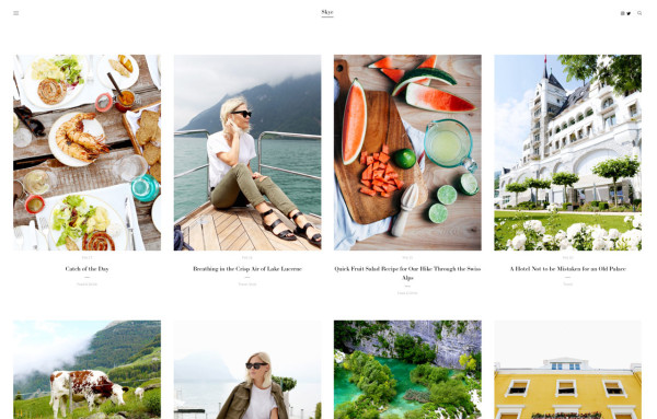 Need another template option with a fantastic blog? Skye has a pretty great one that can be either image or text-focused.