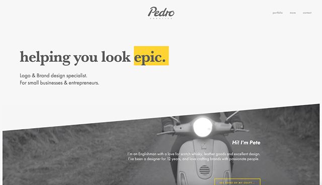 @pedrocreative just launched a stunning portfolio site of his design work, hosted on Squarespace - and (in our opinion) the Type Animation on the homepage adds a little magic (we coded the diagonal too! 😜)