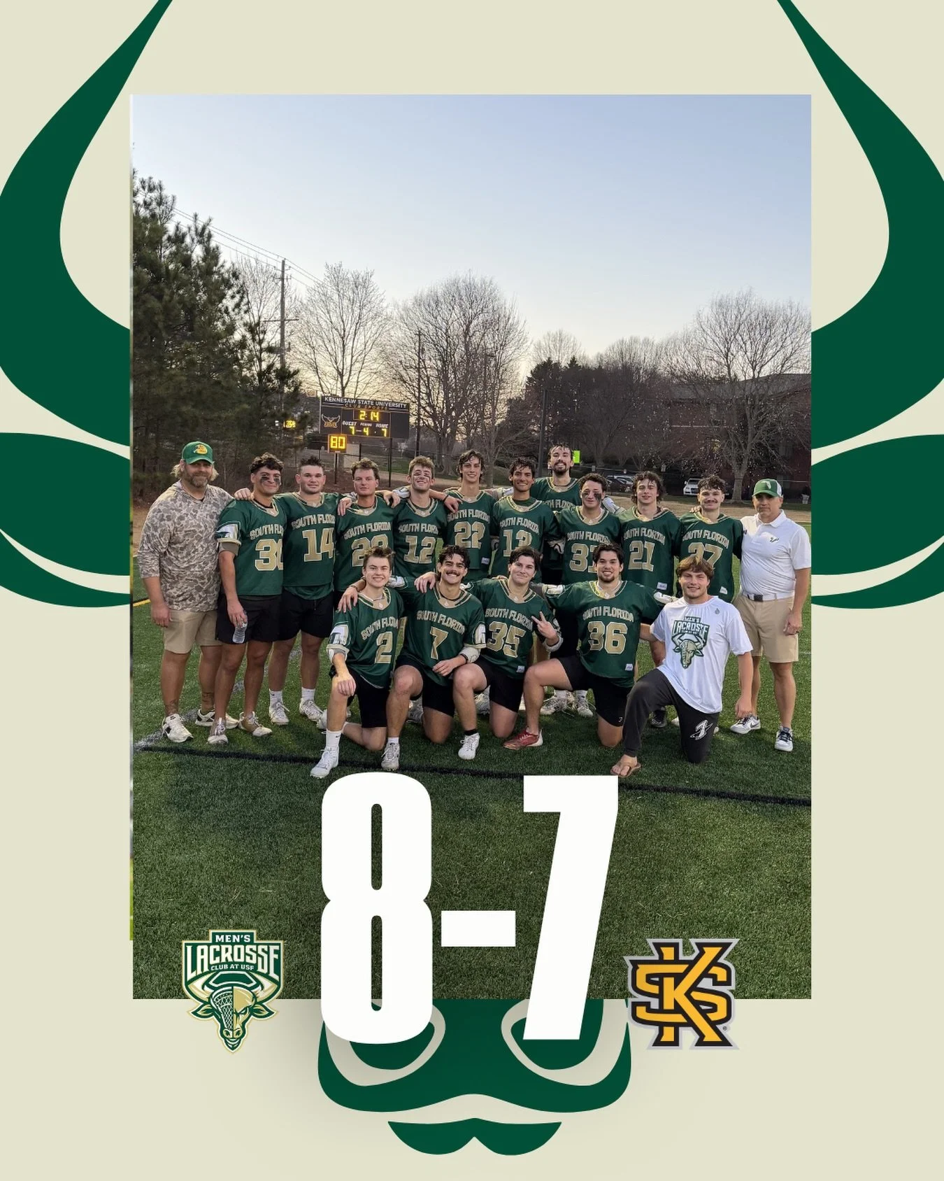 OVERTIME THRILLER
YOUR BULLS BEAT KSU 8-7‼️
GO BULLS 🐂🐂🐂