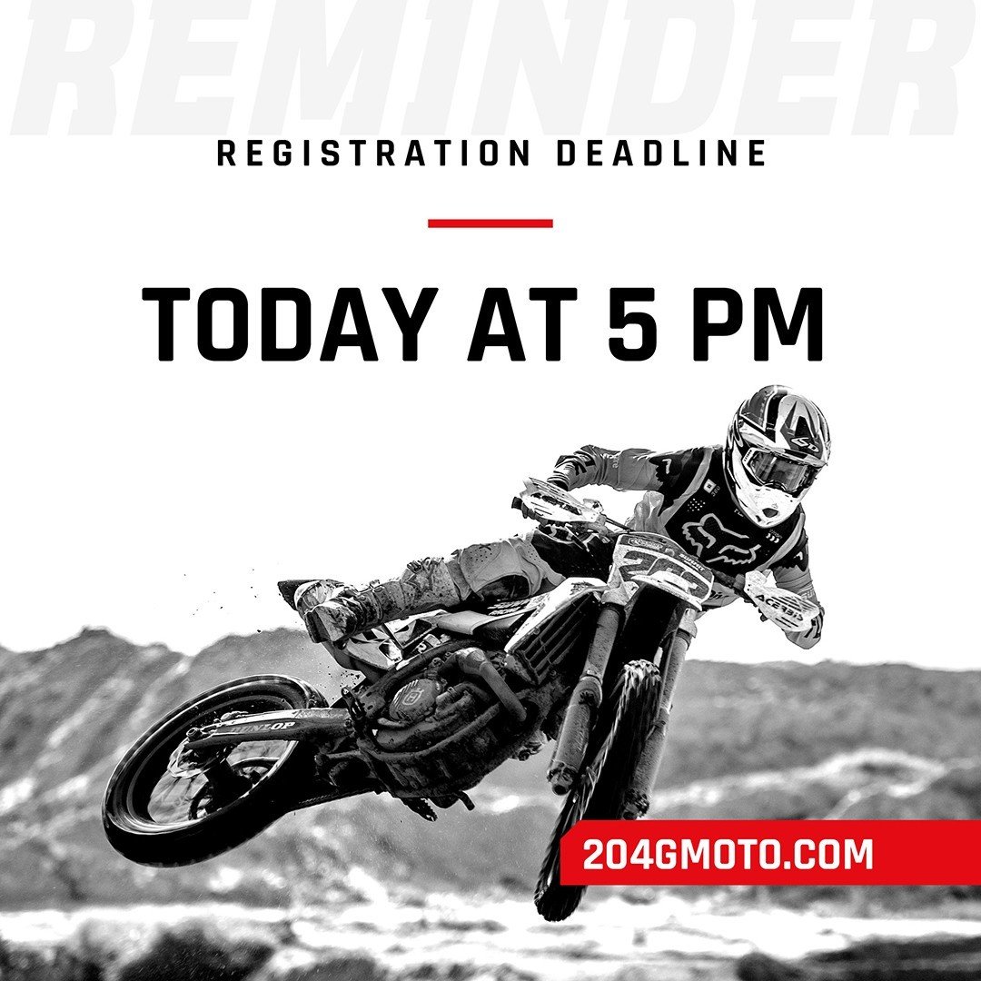 Have you got your registrations in? Registrations are due before 5:00pm on Saturday for the Sunday race! ⁠
⁠
#204gmoto #GrassrootsMotocross #Registration #Racing #ManitobaMotocross #DirtBike