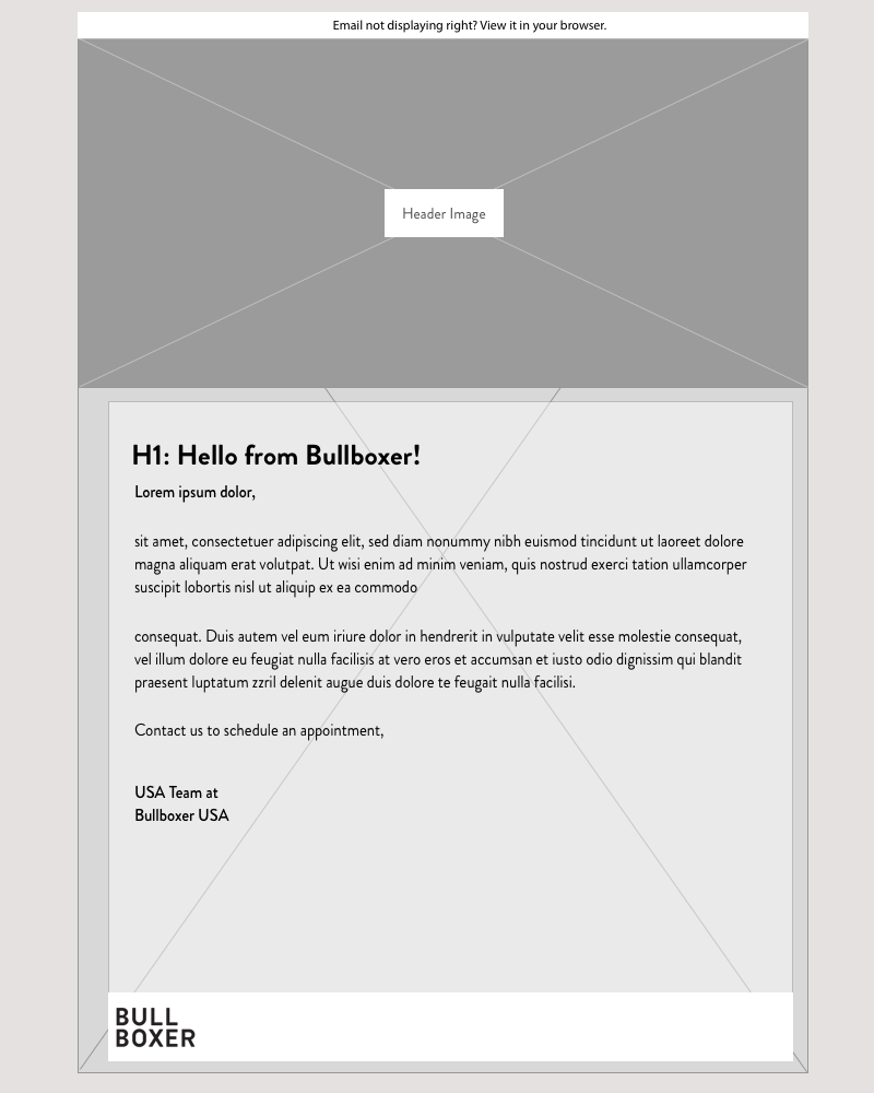 Bullboxer USA, 2017Email Template Mockup Design by Sarah Patrick