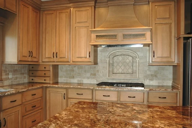 This is a custom-fabricated focal point; all of the components were hand-crafted out of Durango stone in our studio. 