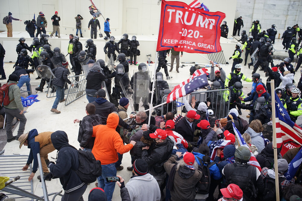 The moment the police line breaks. West Portico of the U.S. Capitol, January 6th, 2021.