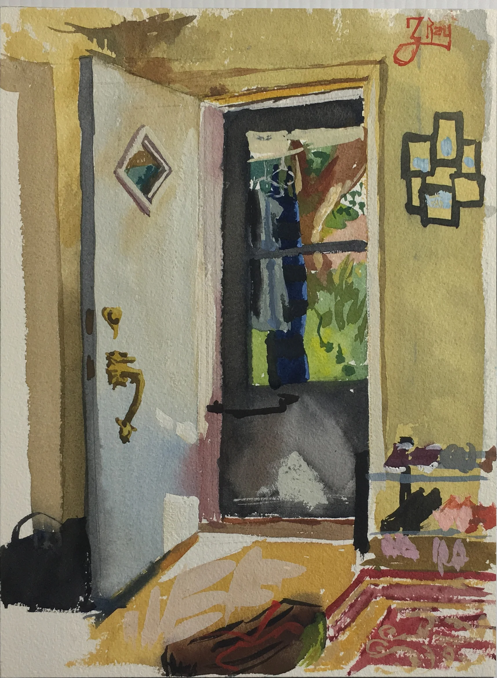 Study of the Front Door & Garden, 12"x9"