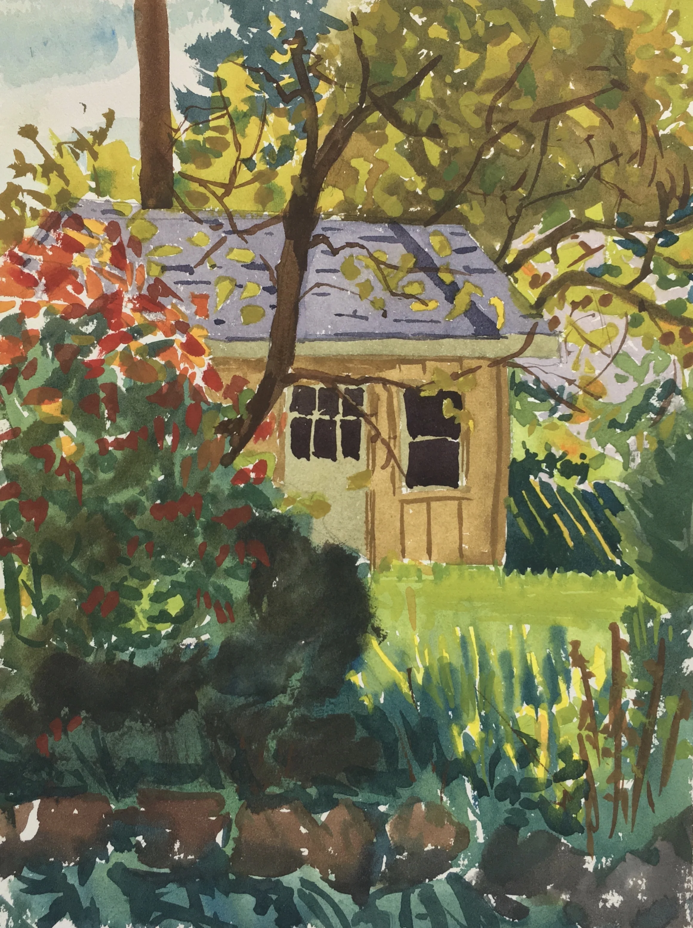 Garden Shed in Autumn, 12"x9" Available