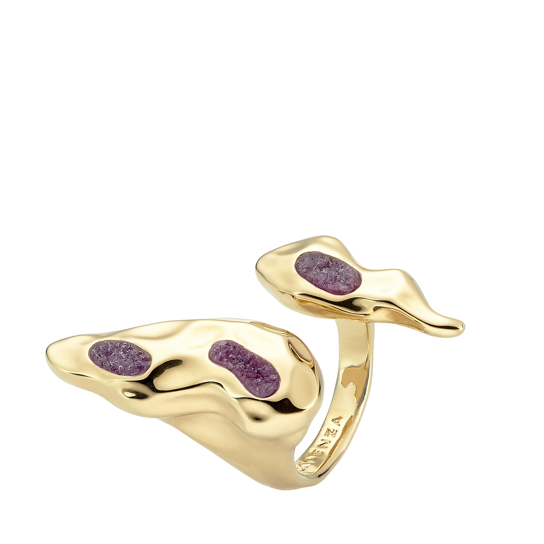 Copy of Ring in Gold with purple Achate Gemstones