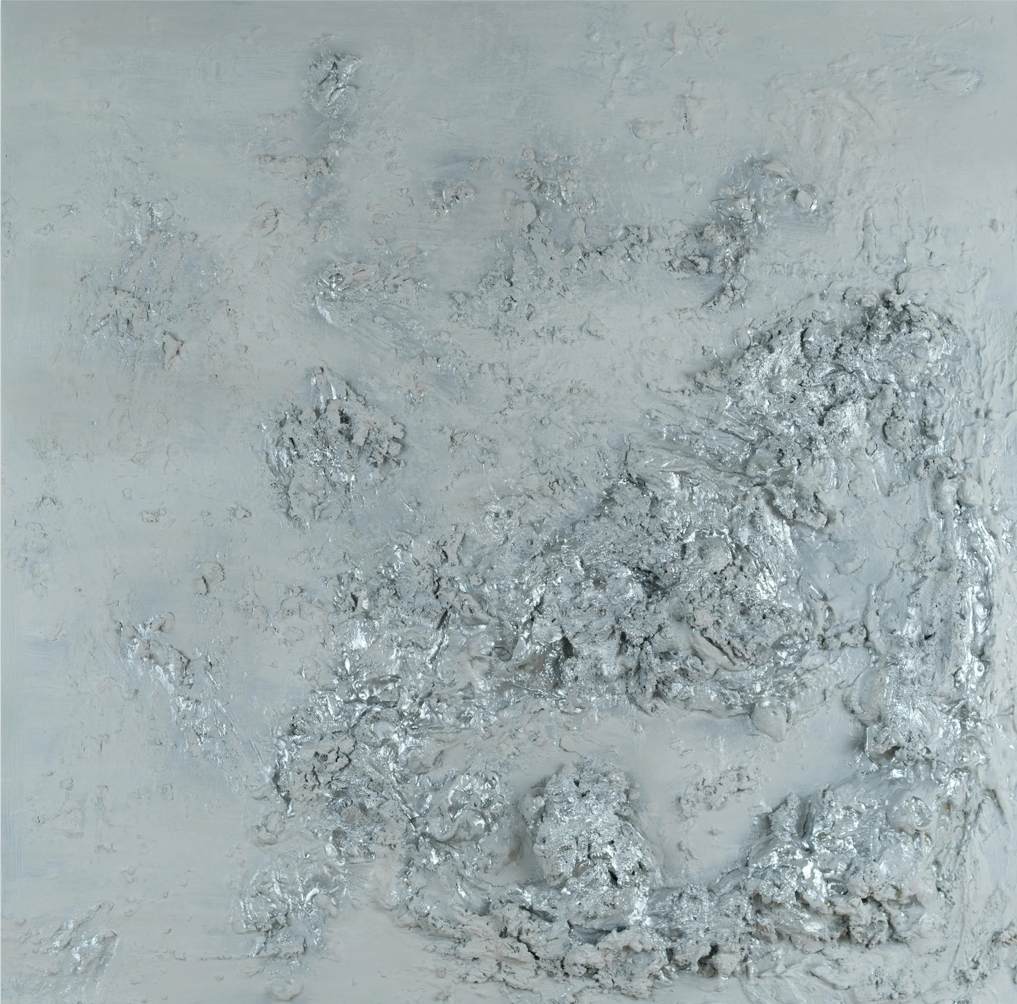  mixed media / beton / öl / acryl /sterling silber  80 x 80 x 10 cm  2016 