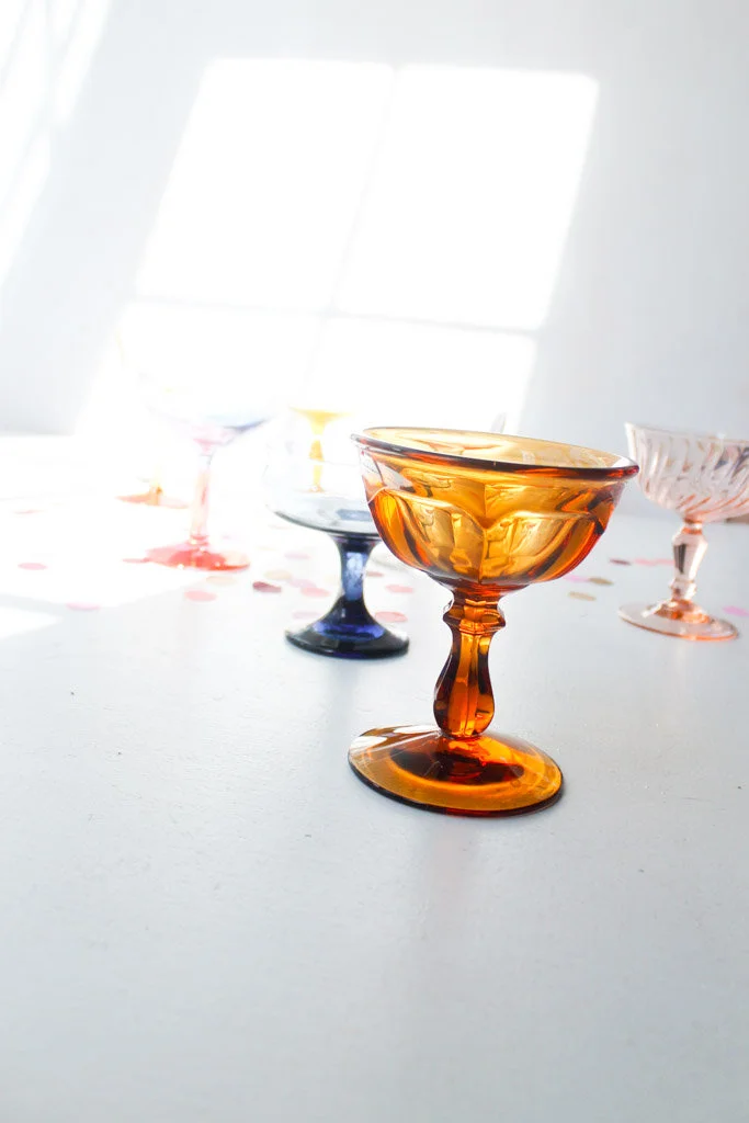 mix and match color champagne coupes