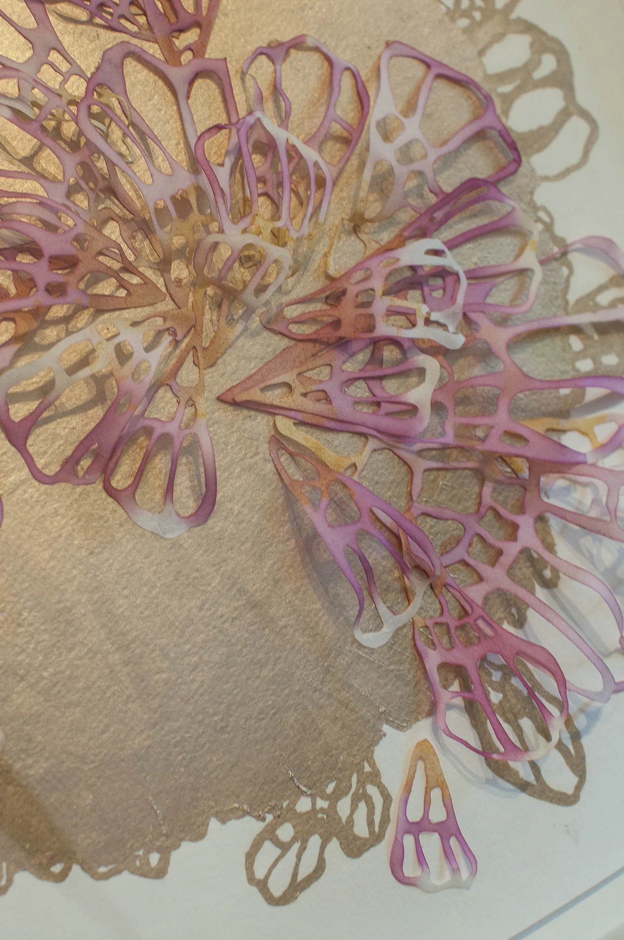 Transitioning to Health Detail Handcut Rice Paper, Beet Juice, Ink 2014