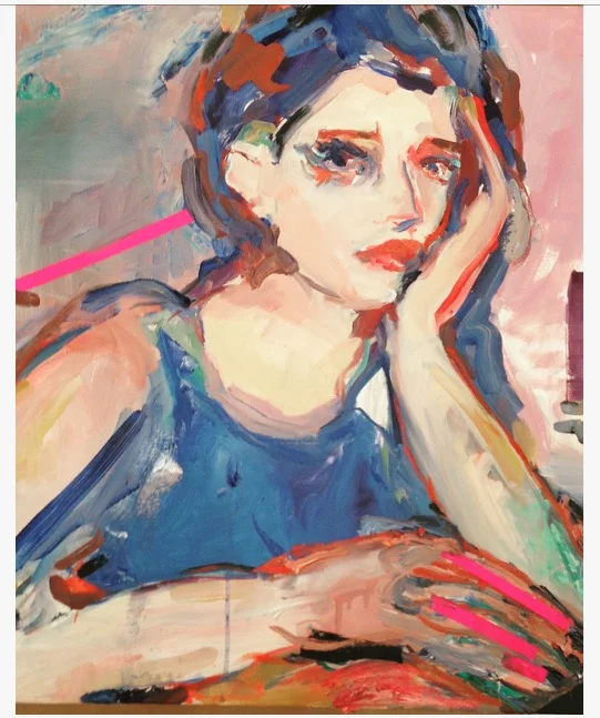 Portrait with pink tape