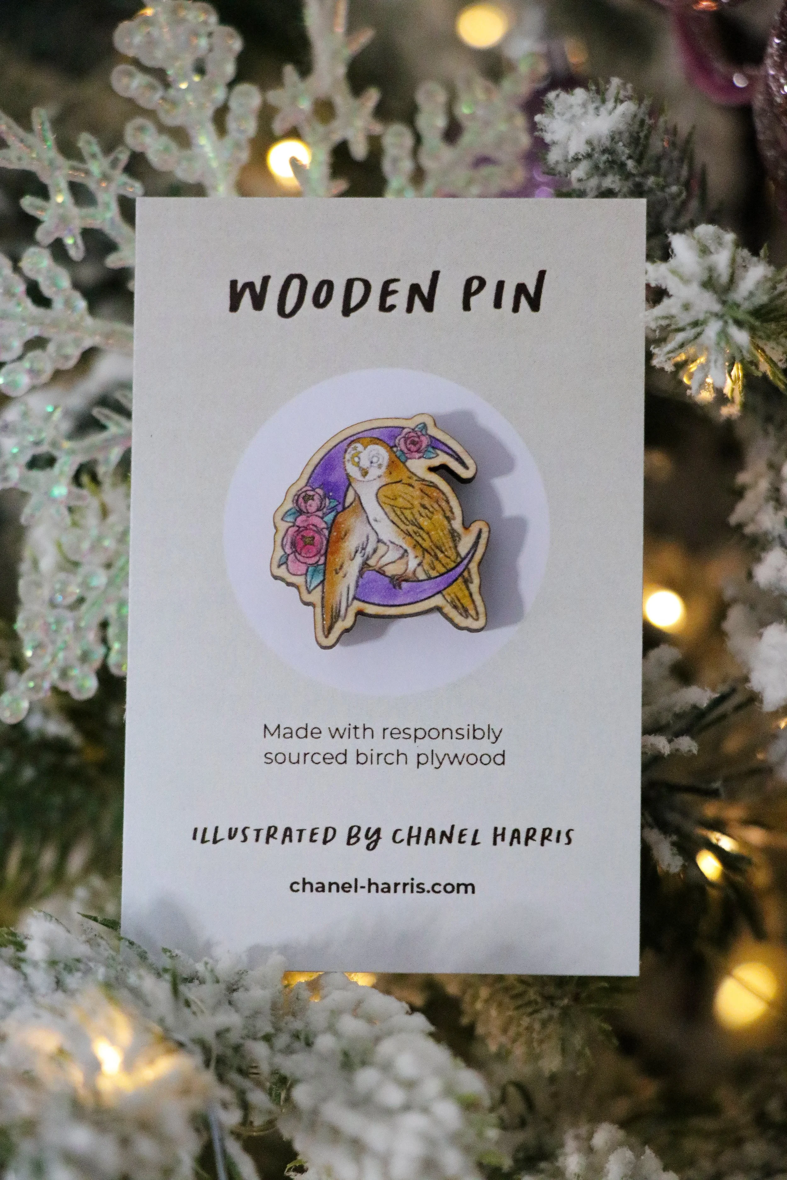 Crescent Hawk Pin Cresent Owl Wood Pin — Chanel Harris