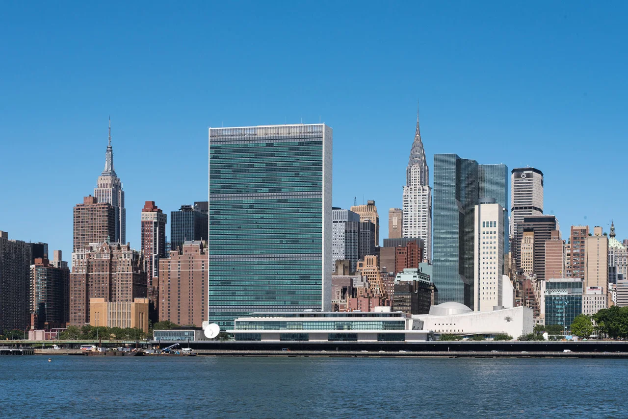 Empire State Building, The United Nations Headquarters, and the Chrysler Building from Long Island City, Queens, NYC.