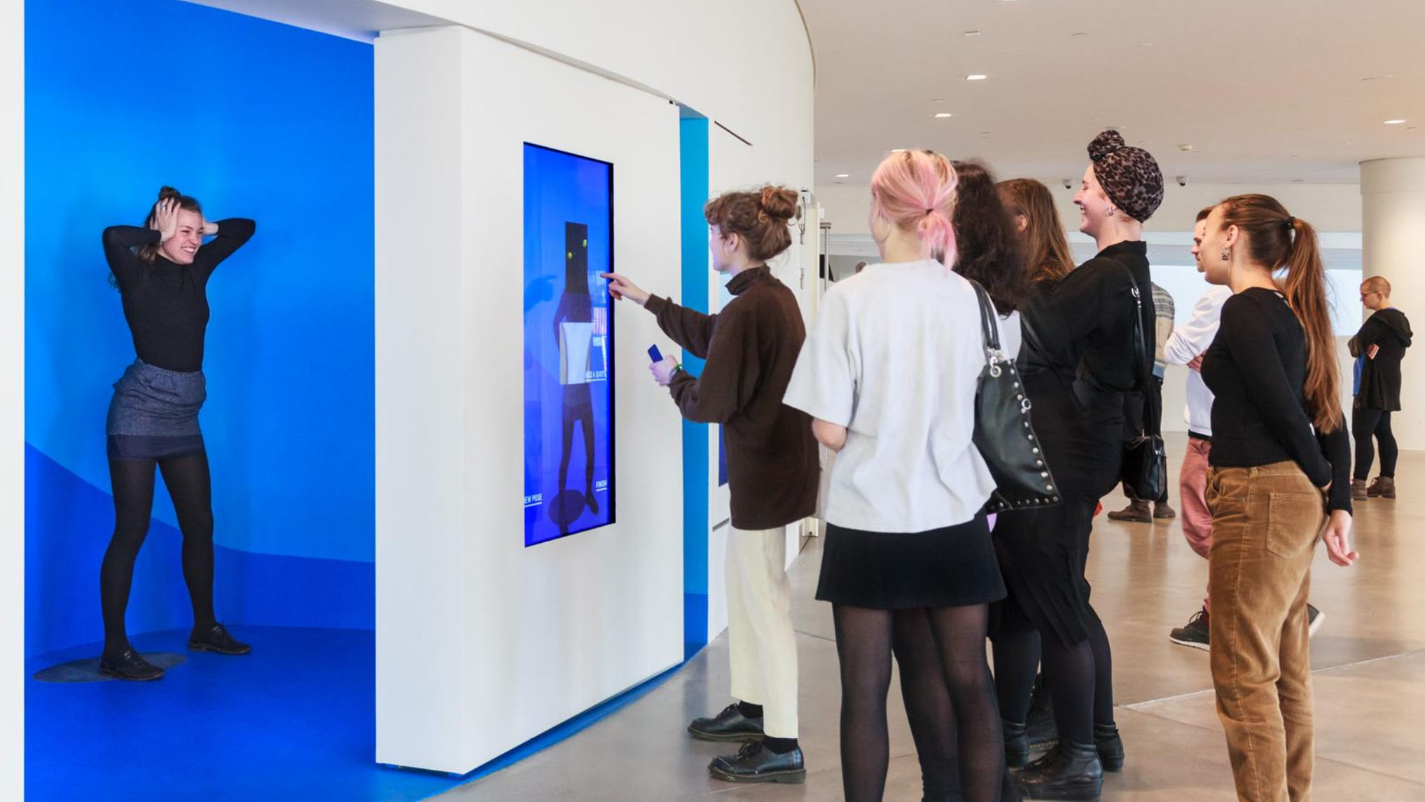 The Portrait Machine uses Kinects, cameras, OLED screens and the online collection of the museum to deliver unique collages based visitor poses.
