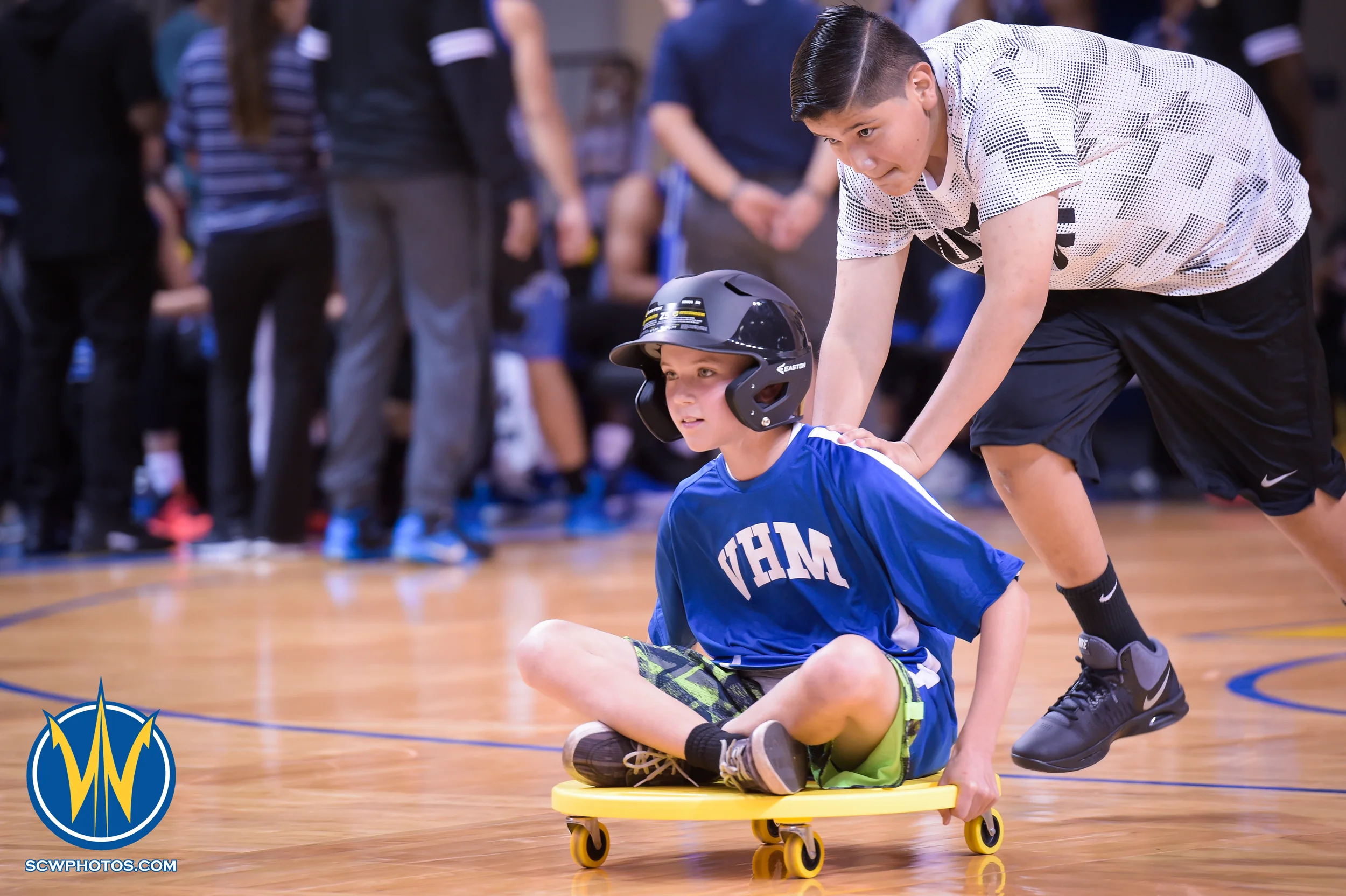 Warrior fan participates in the Humans Bowling Ball during a timeout the Santa Cruz Warriors vs Bakersfield Jam game on 3/2/16 at Kaiser Permanente Arena in Santa Cruz, California. (Photo: (Phil Pasag Photography) /SC Warriors 2016)