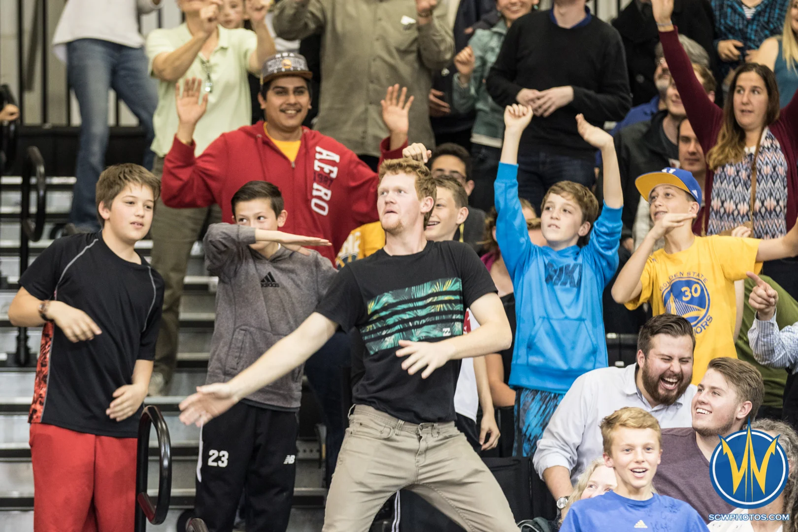 A Santa Cruz Warriors fan gets down to some music at Kaiser Permanente Arena on March 18, 2016 (Photo: Ariel Nava Photography)