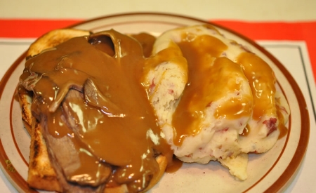 Hot Open Roast Beef Sandwich w/ Mashed Potato