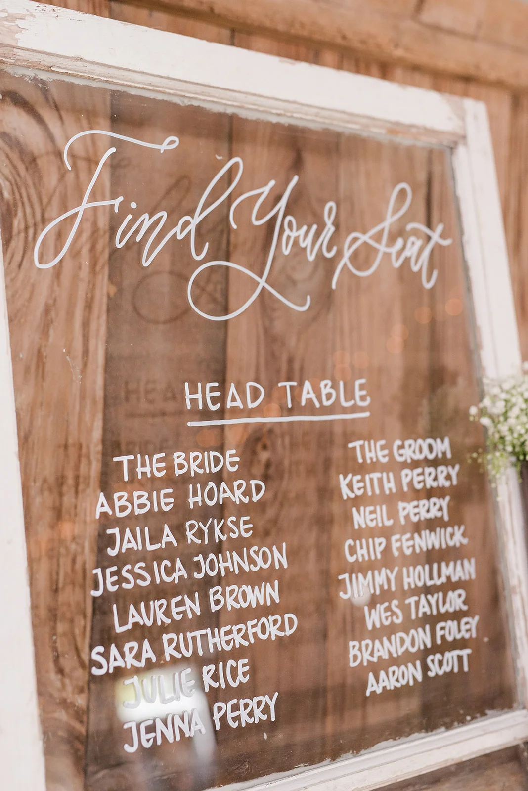 Hand Written Seating Chart On Glass For Columbus Oh Wedding Elisaanne