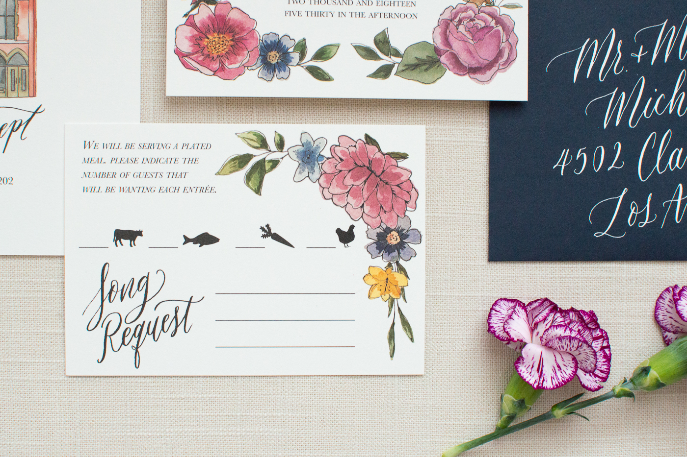 floral wedding invitations | custom wedding invitations | ElisaAnne Calligraphy wedding invitations | fall wedding invitation design | invitation inspiration | the transept otr | calligraphy wedding invitations