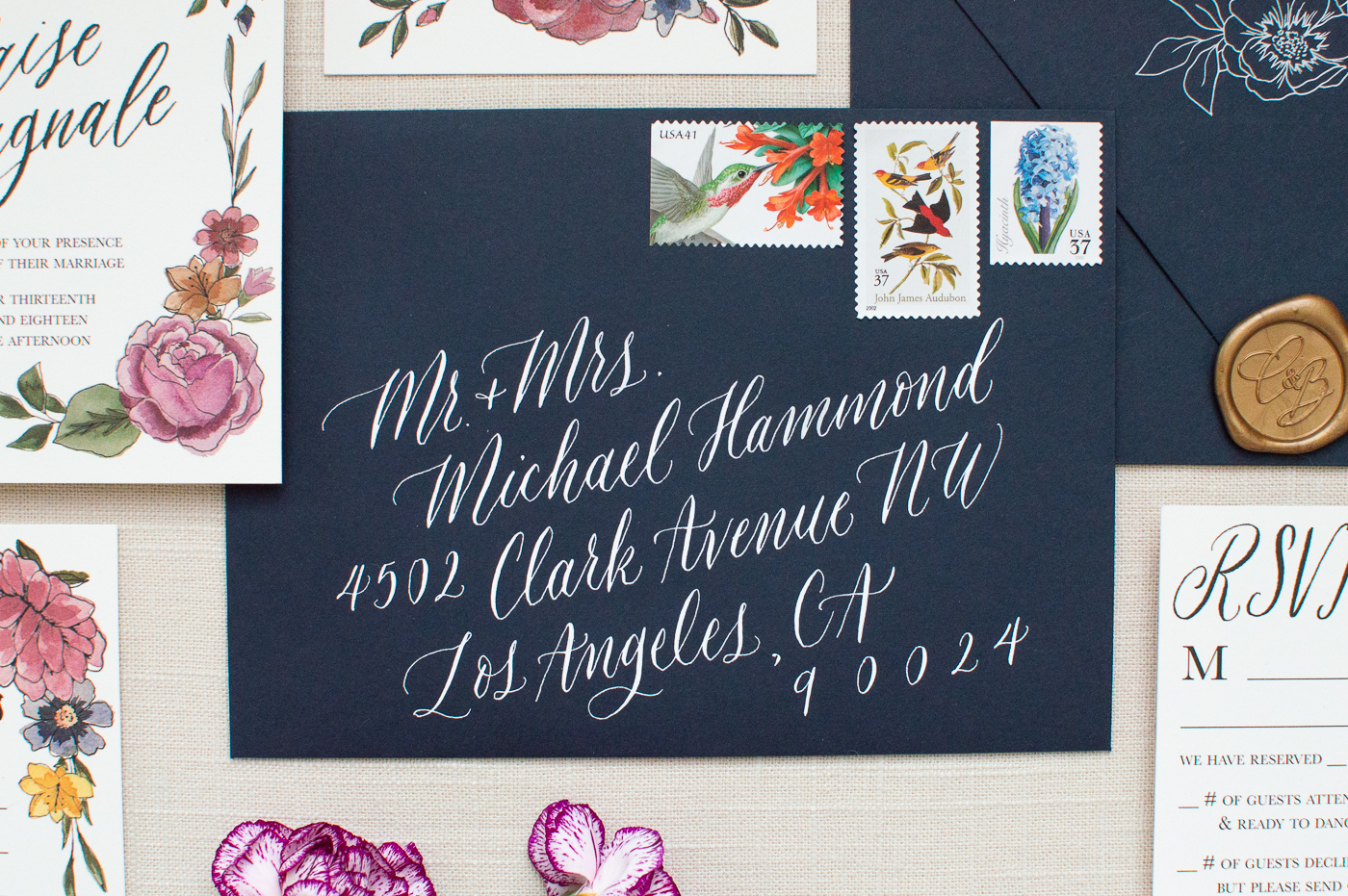 floral wedding invitations | custom wedding invitations | ElisaAnne Calligraphy wedding invitations | fall wedding invitation design | invitation inspiration | the transept otr | calligraphy wedding invitations