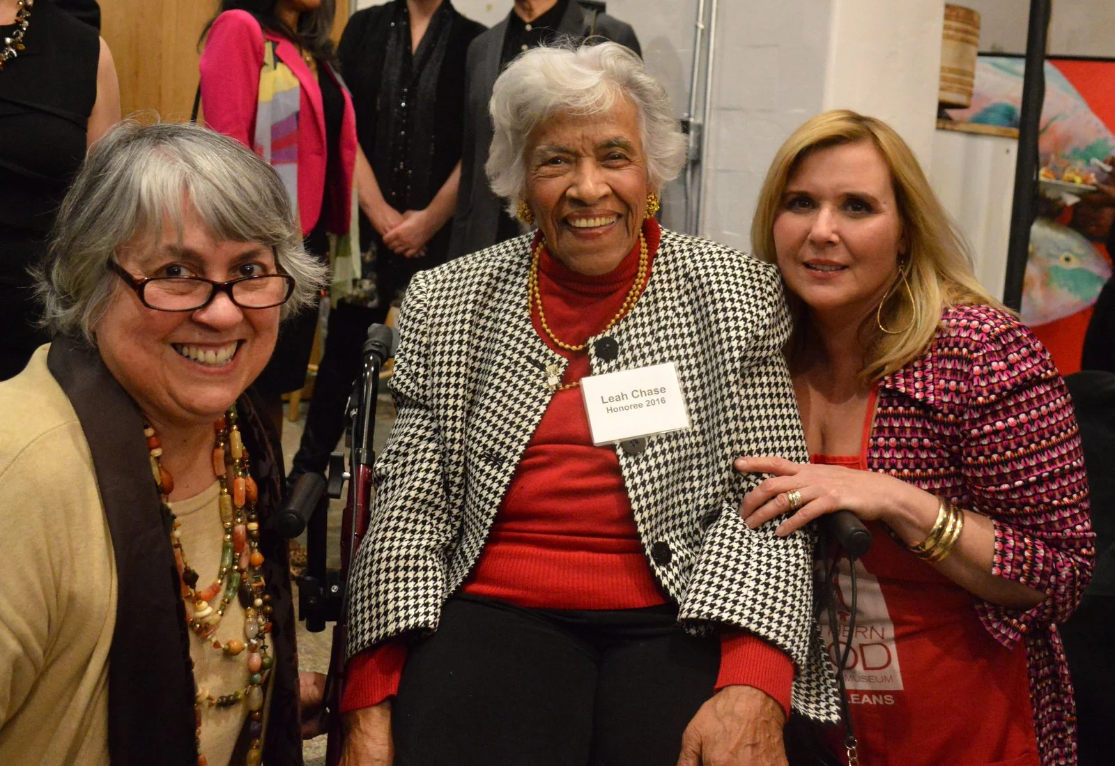 The legendary Chef Leah Chase with SoFAB Director Liz Williams and Director of Culinary Programming, Jyl Benson