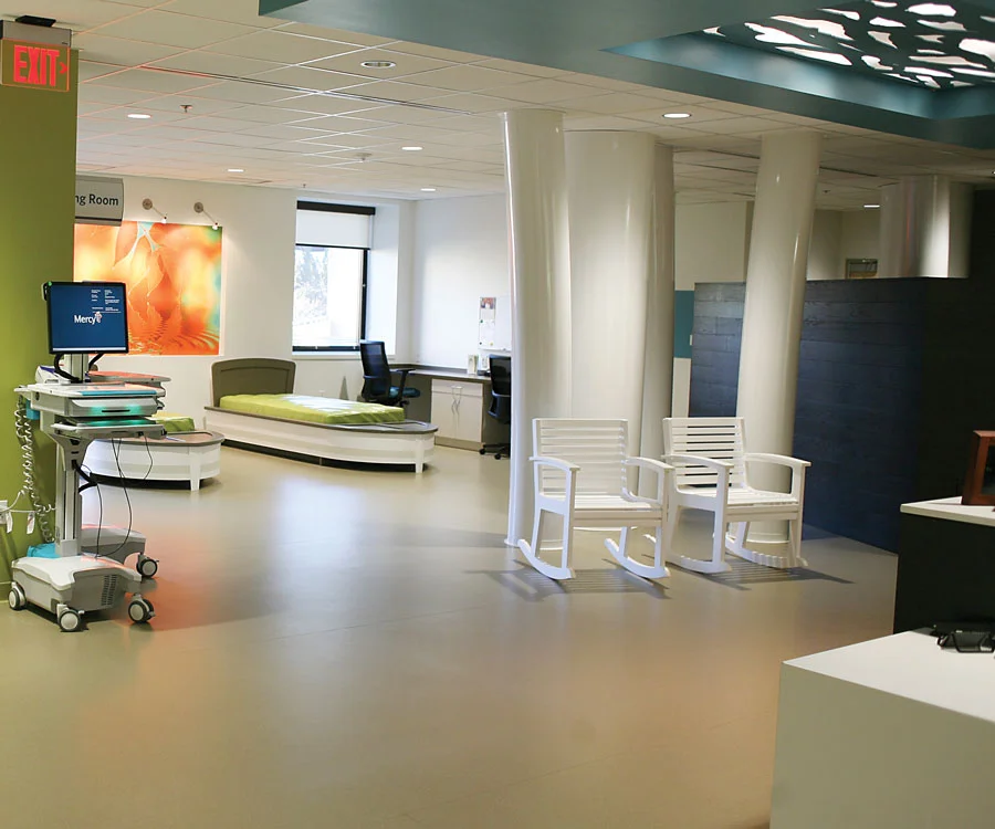 The design of the St. Jude Affiliate Clinic at Mercy Children’s Hospital in Springfield welcomes children and their families with open arms