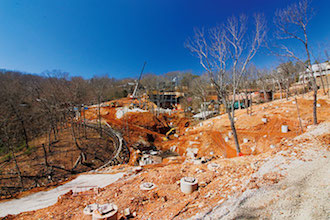 ROLLING ALONG: Construction for what seems to be a roller coaster can be spotted from vantage points near Silver Dollar City’s Thunderation. Photo by Dean Groover