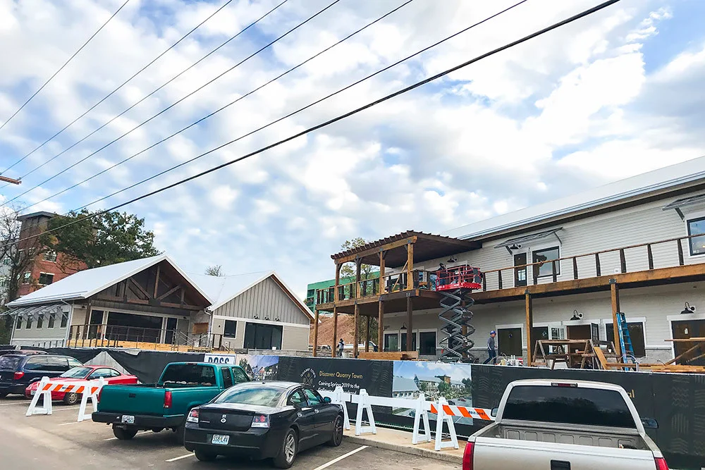 SBJ PHOTO BY ERIC OLSON Commercial space is expected to be complete by month’s end for Green Circle Projects LLC’s Quarry Town in Galloway Village.