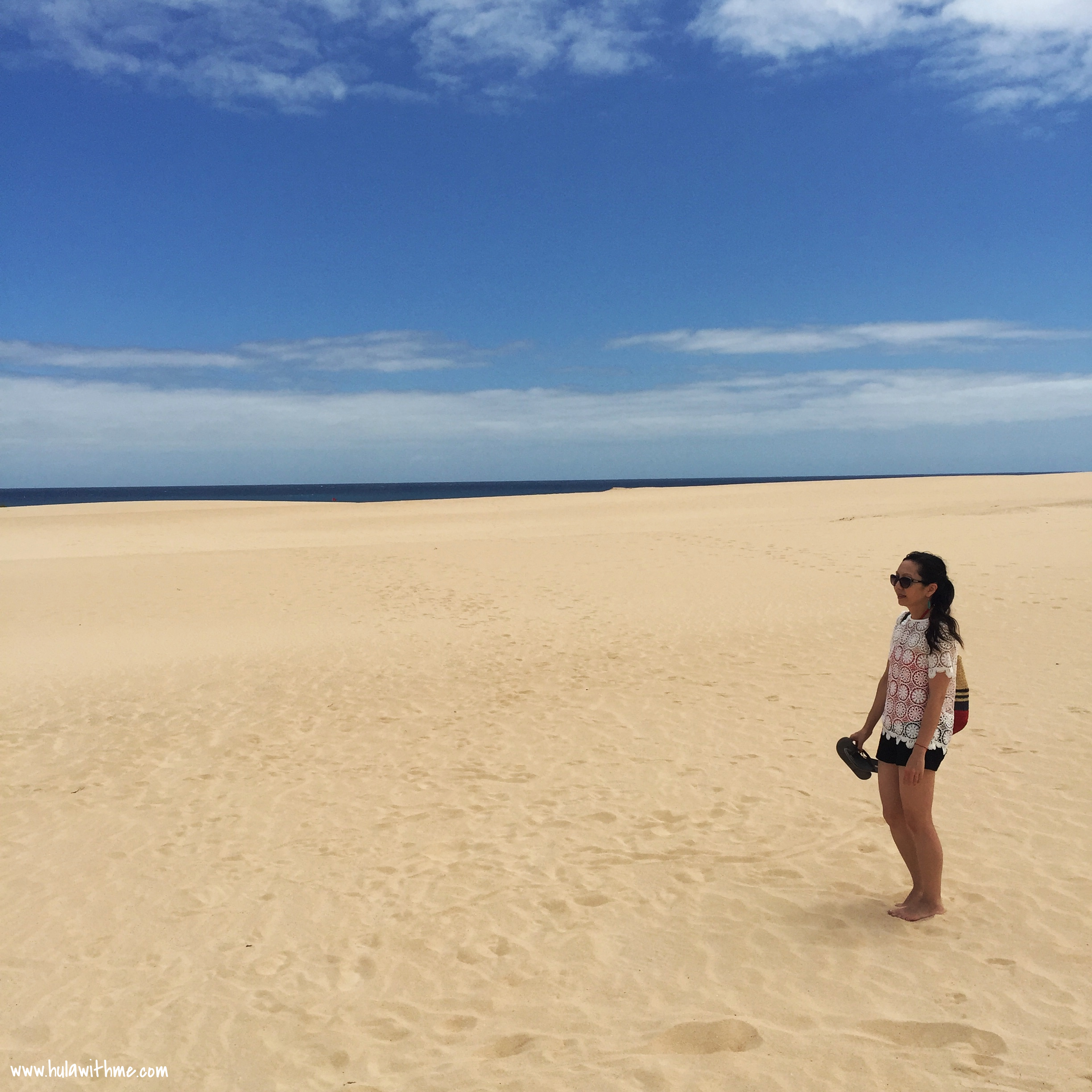 The famous sand dunes and white sand beaches at Corralejo, Fuerteventura, Canary Islands. National Park of the Dunes of Corralejo/Parque Natural Dunas de Corralejo.