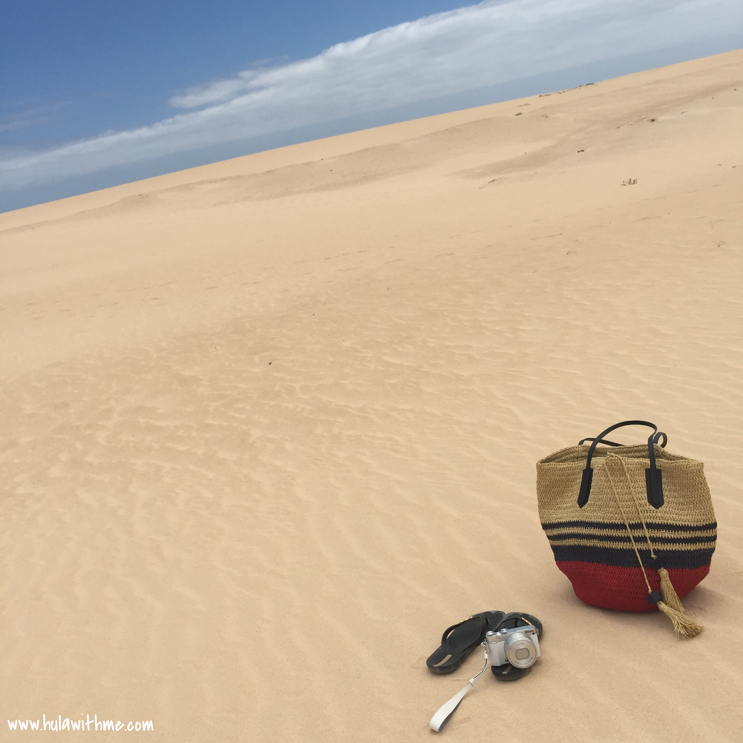 Island Essentials - Flip-flops, beach straw bag, and my Nikon 1 J5. Just the basics...no fancy stuff required. 