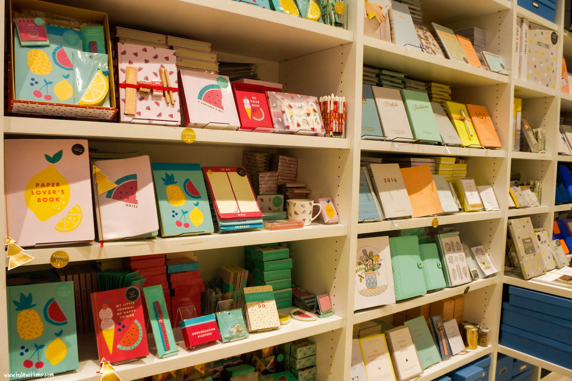 Kikki.K Stationery: Each signature collection is neatly displayed on the shelves.
