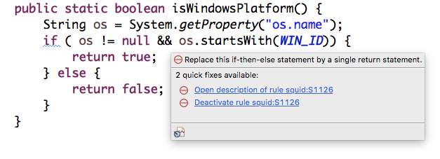 Boolean return literals in conditional