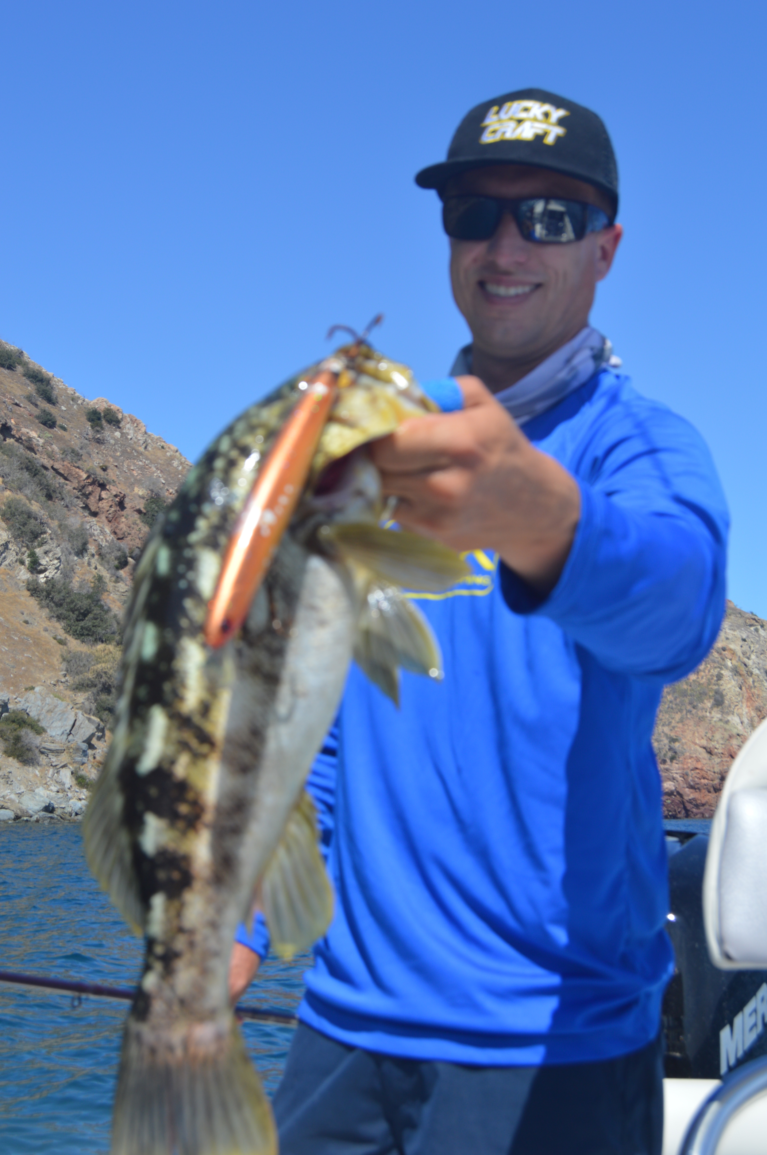 Brent with a nice chunky Calico Bass on a Lucky Craft 190 Magma in a custom color!
