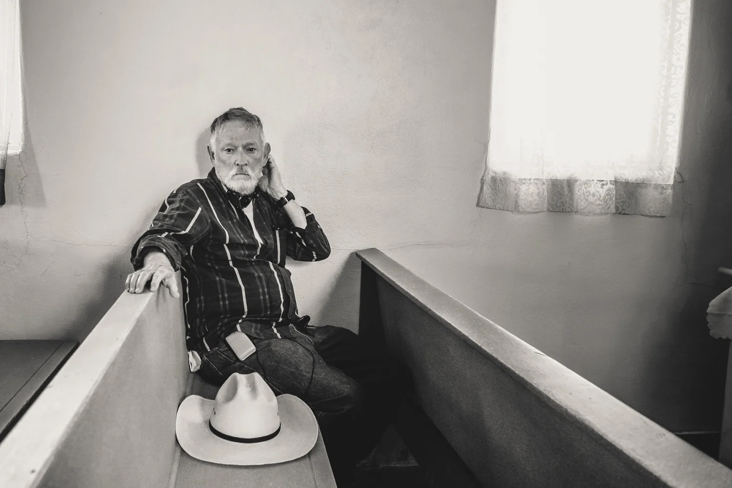 Director Rod McCall takes a moment in between set ups during our chapel scene.