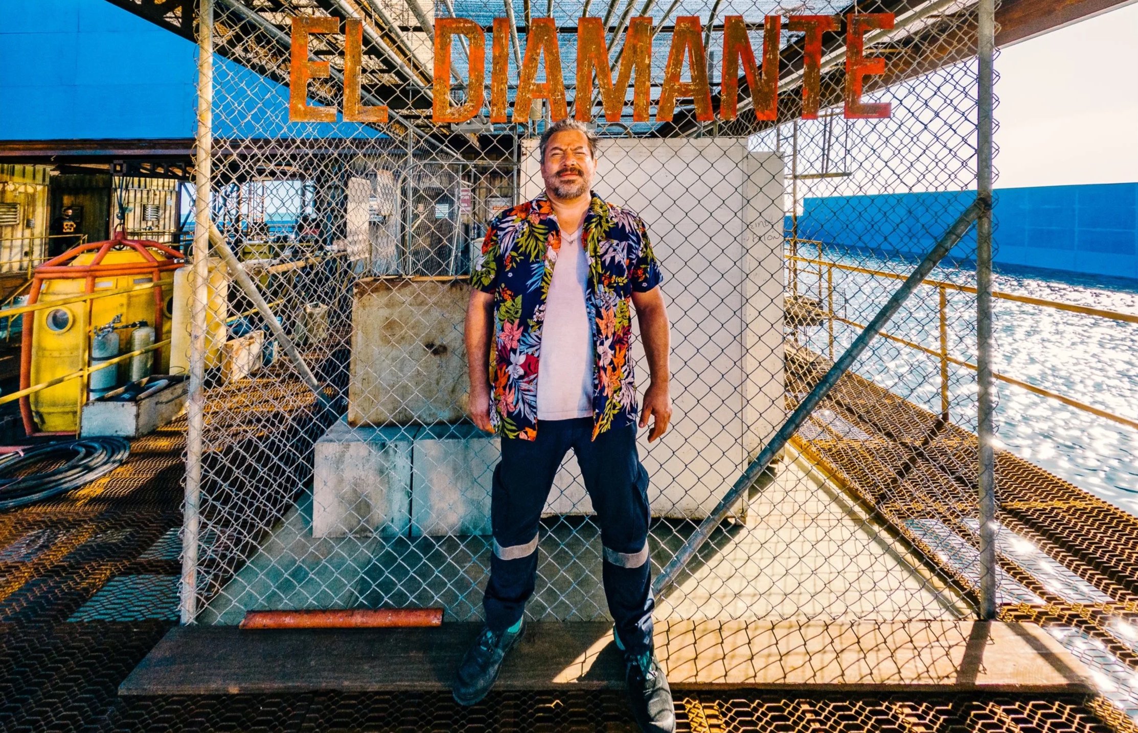 Julio as CHATO stands for a set photo. Filmed at Pinewood Studios in the Dominican Republic.