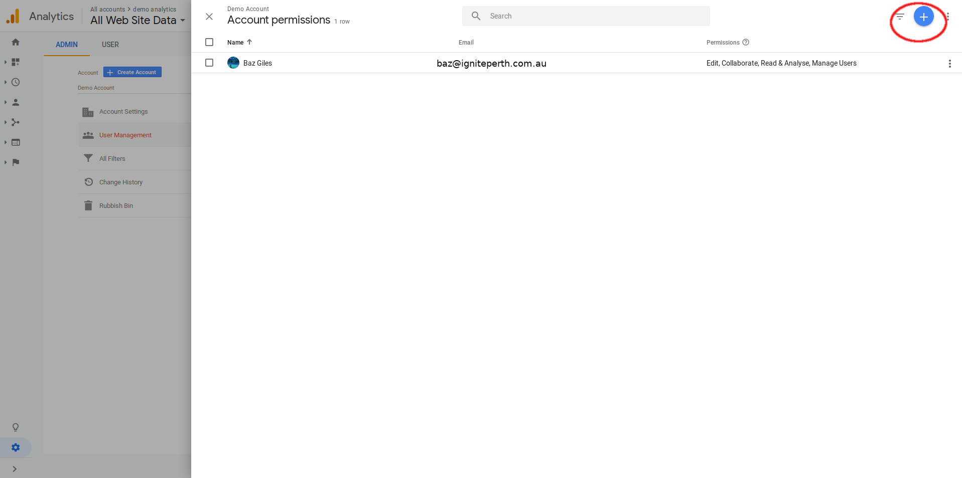 Locate the + Add User Button