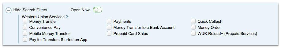 Filters to narrow search results