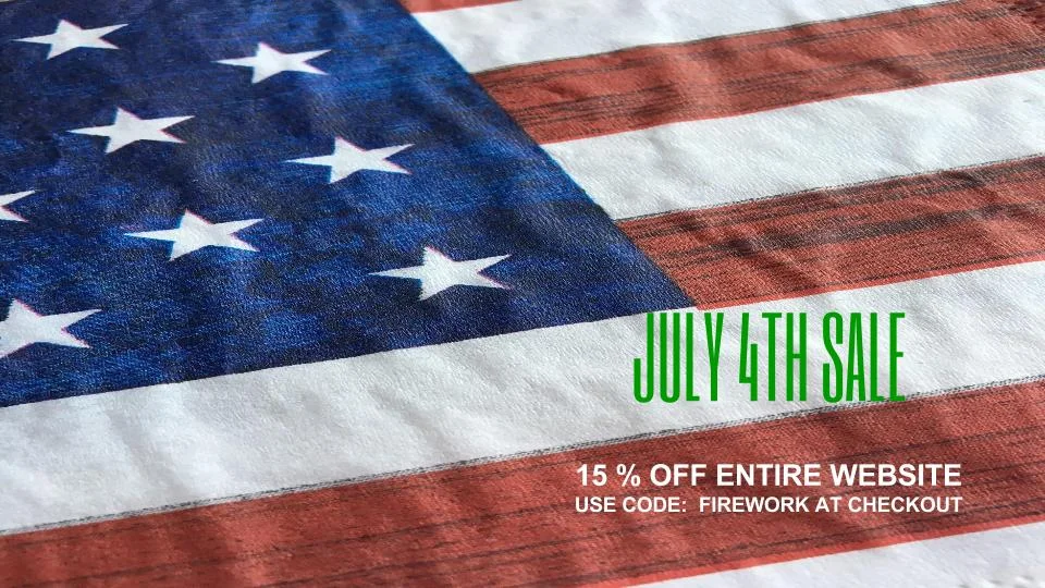 July 4th Sale- 15% Off Entire Website