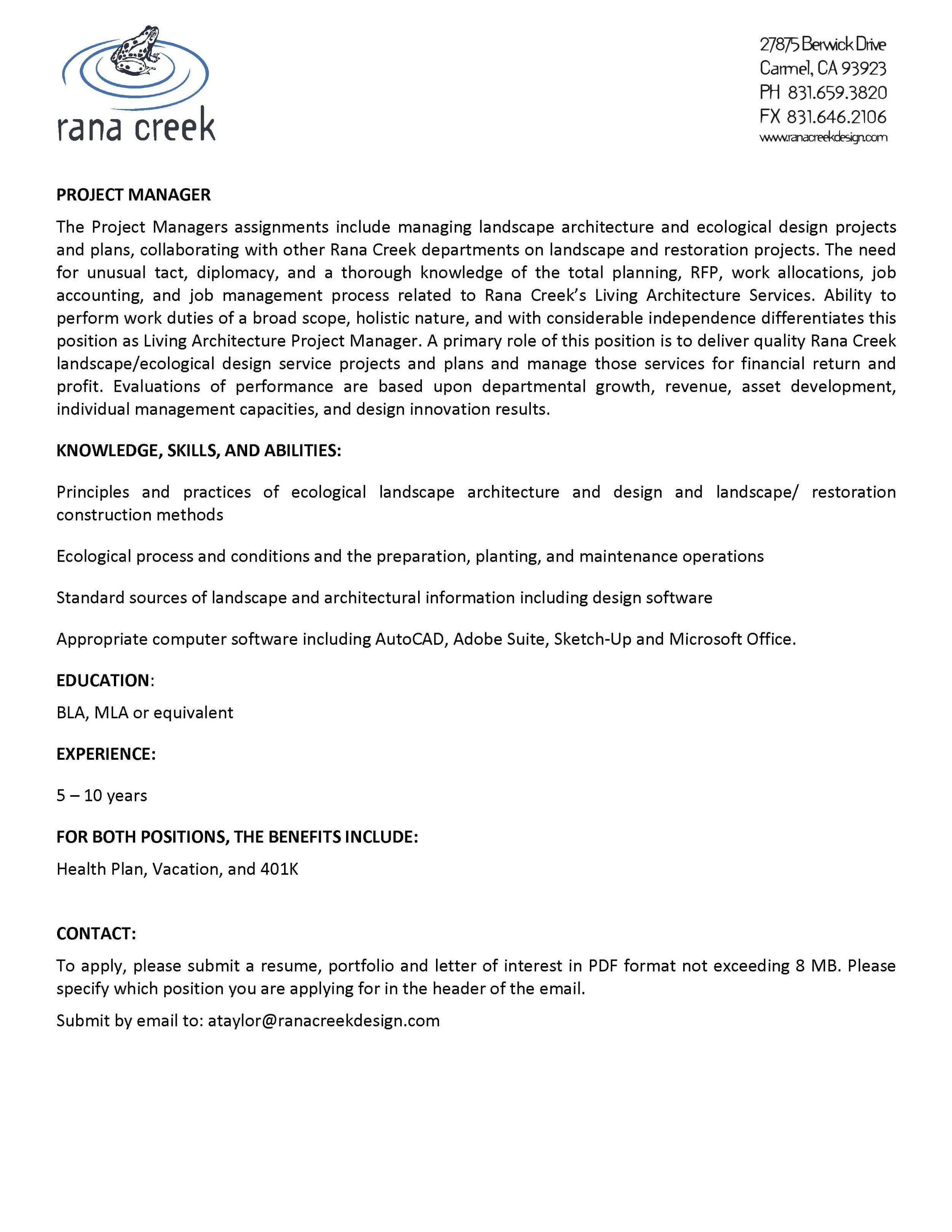 EMAIL: HR@RANACREEKDESIGN.COM