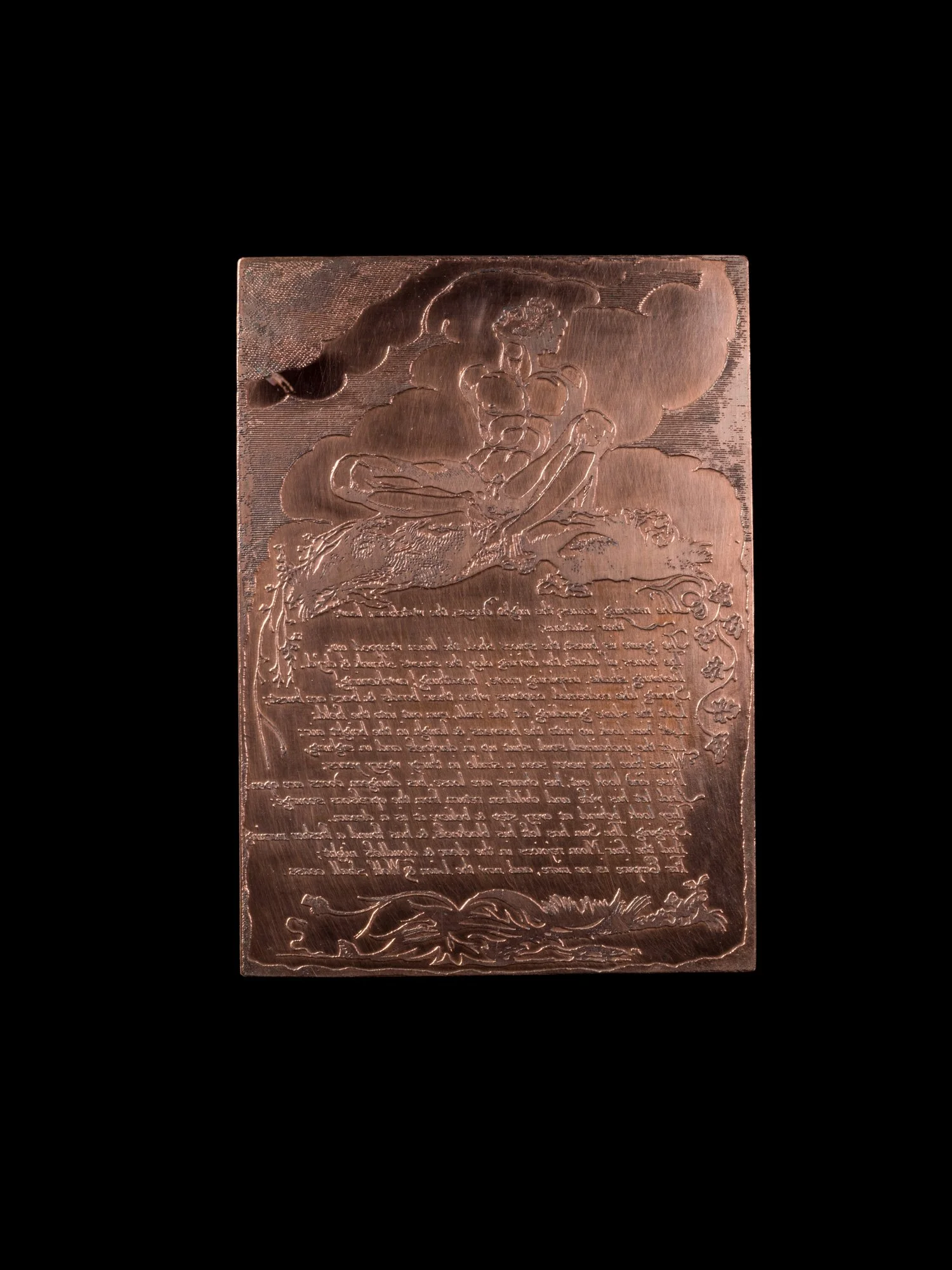 Copper plate for Plate 6, "The morning comes, the night decays"