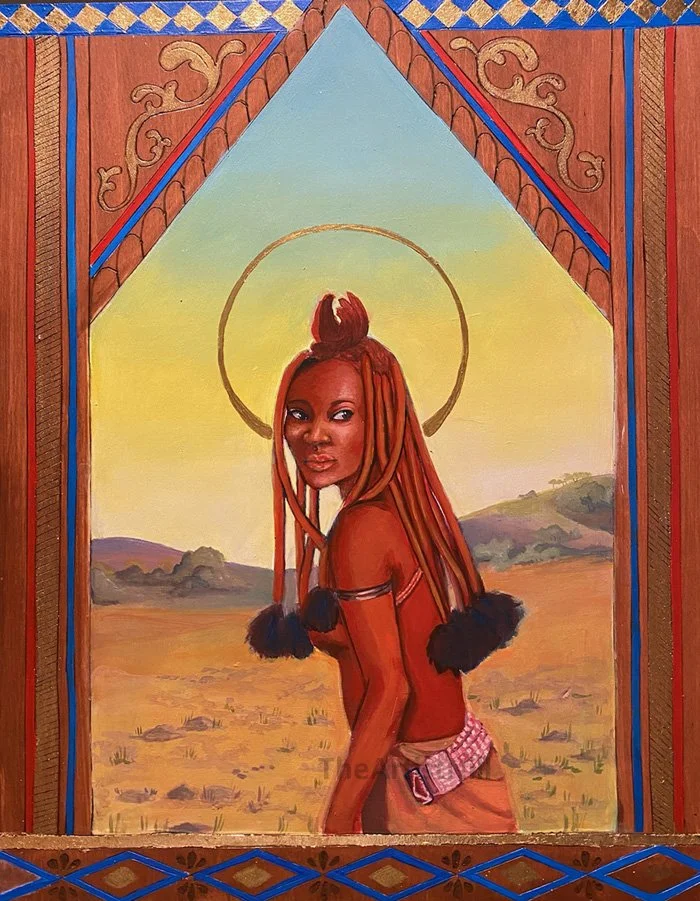  Relic 3  11 x 14”  Acrylic, wood stain, gold leaf, gold paint, on wood panel  2022 - 2023 